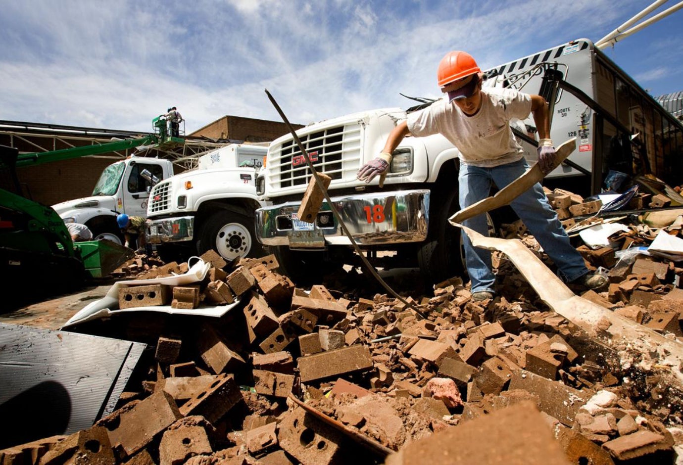 Cleanup in the aftermath of a tornado